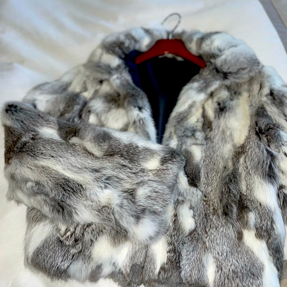 Adrienne Landau real rabbit fur coat perfect condition size S